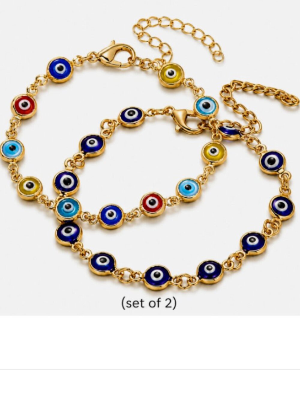 (2 Packs) Evil Eye Bracelet Pendant Charm Beads Blue Colorful Protection Lucky